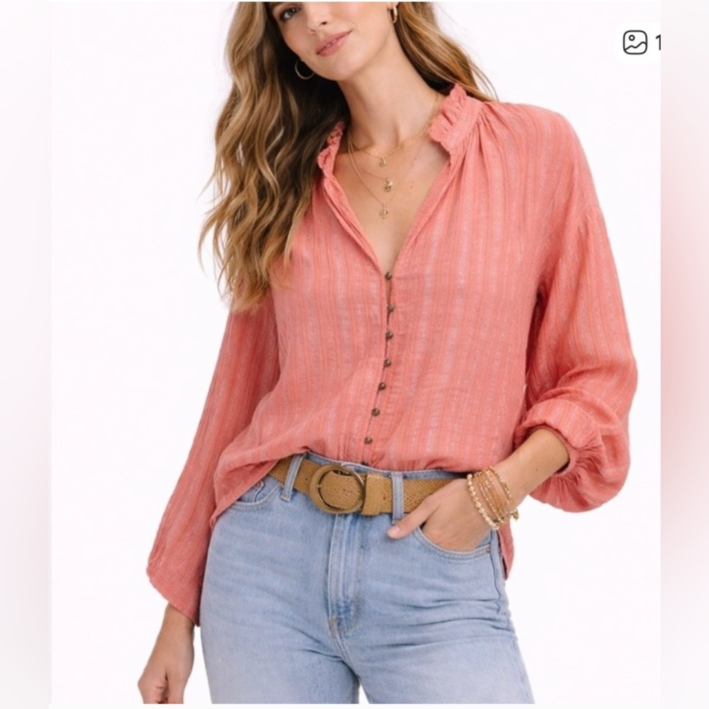 Anthropologie Pilcro Tavi Button Down Blouse Top